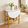 Oval dining table with 2 folding side panels and a metal frame for 4 people-White