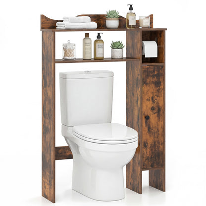 Over Toilet Storage Cabinet with Paper Holder and Removable Shelves for Bathroom-Rustic Brown