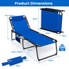 Oversize Folding Chaise Lounge with Adjustable Backrest and Detachable Pillow-Blue