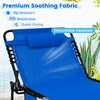 Oversize Folding Chaise Lounge with Adjustable Backrest and Detachable Pillow-Blue