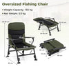Oversized Foldable Fishing Chair for Adults Heavy Duty All-Terrain Camping Chair-Green