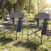 Oversized Padded Folding Camping Chair with Side Table-Black