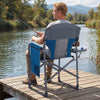 Oversized Padded Folding Camping Chair with Side Table-Navy