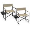 Oversized Portable Directors Chair with Side Table and Cup Holder for Adults-Brown