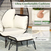 Patio Oversized Egg Chair with Ottoman and Soft Cushions-Off White