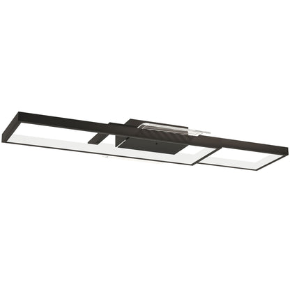 HOMCOM LED Ceiling Light, Modern Dimmable Ceiling Light with Wall Switch & Remote Control, Flush Mount Ceiling Lamp with 3000-6000K Colour Temperatures for Living Room, Bedroom, Black