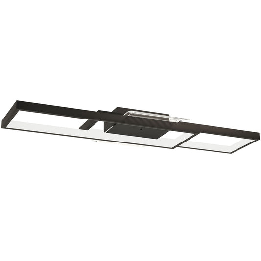 HOMCOM LED Ceiling Light, Modern Dimmable Ceiling Light with Wall Switch & Remote Control, Flush Mount Ceiling Lamp with 3000-6000K Colour Temperatures for Living Room, Bedroom, Black