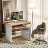 HOMCOM 100cm Compact Computer Desk with Keyboard Tray, Home Office Desk with Drawer for Bedroom Study, Oak
