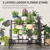 Outsunny Three-Tier Metal Plant Shelf - Black