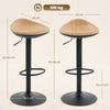HOMCOM Set of 2 Barstools PU Leather Kitchen Stools with Saddle Seat Height Adjustable Swivel Kitchen Chairs with Footrest Oak