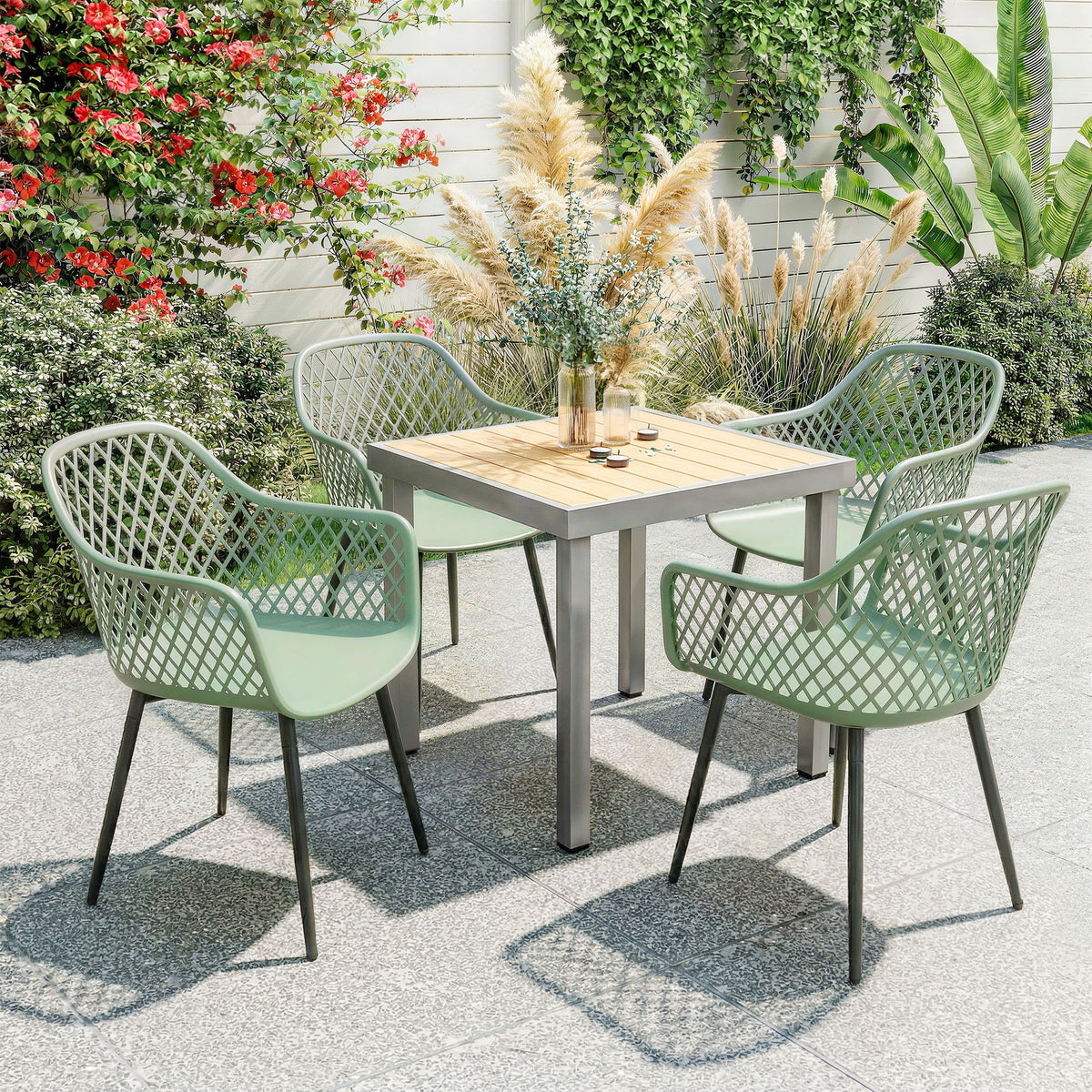 Outsunny Garden Chairs Set of 4 in Green