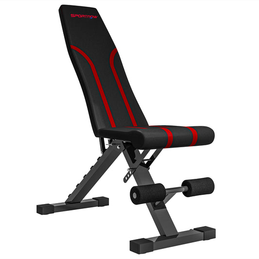 مقعد رفع الأثقال القابل للطي من سبورتناو، مقعد ضغط مسطح قابل للتعديل مع مسند ظهر بـ 6 مستويات، ومقعد بـ 4 مستويات، وتمديد الساق لتمارين الصالة الرياضية المنزلية وتدريب القوة لكامل الجسم