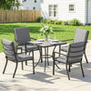 Outsunny 5 Pieces Outdoor Dining Set with Cushions, Garden Dining Set for 4 with Square Table and Stackable Chairs