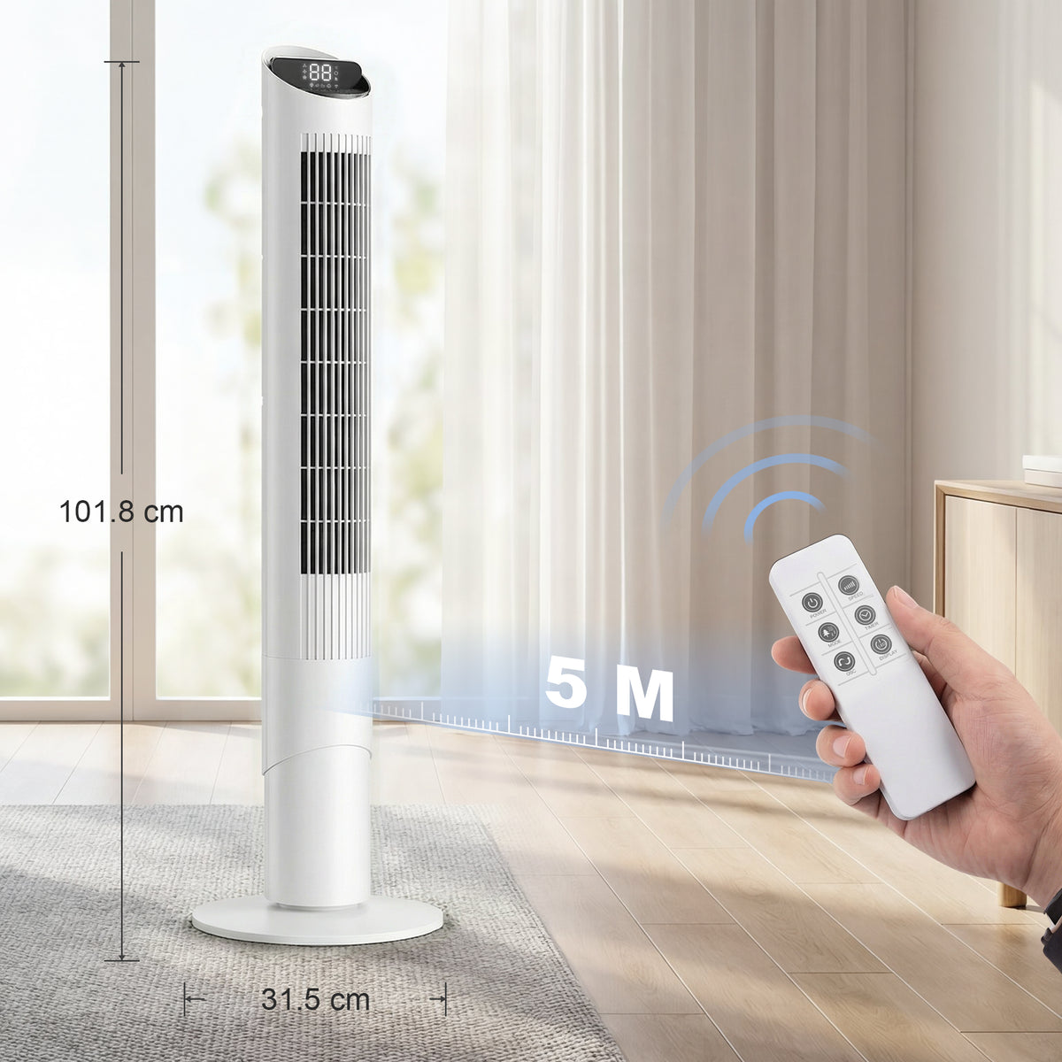 HOMCOM Tower Fan in White