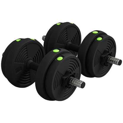 SPORTNOW Adjustable Weight Barbell & Dumbbells Set Free Weights Strength Muscle Exercise Home Gym Training, Black and Green
