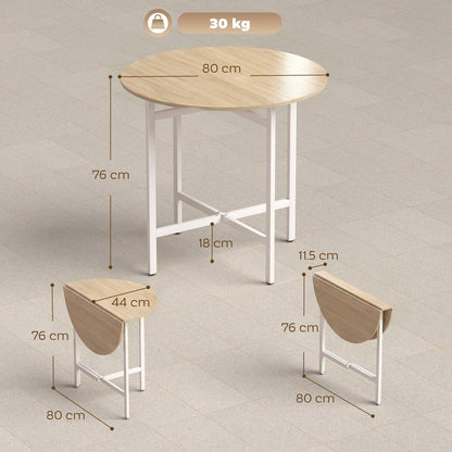 HOMCOM Folding Dining Table in a Natural Wood Finish