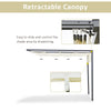 Outsunny 3 x 3(m) Outdoor Lean To Pergola Retractable Canopy Wall Mounted Gazebo Patio Shelter Sun Shade, Cream White