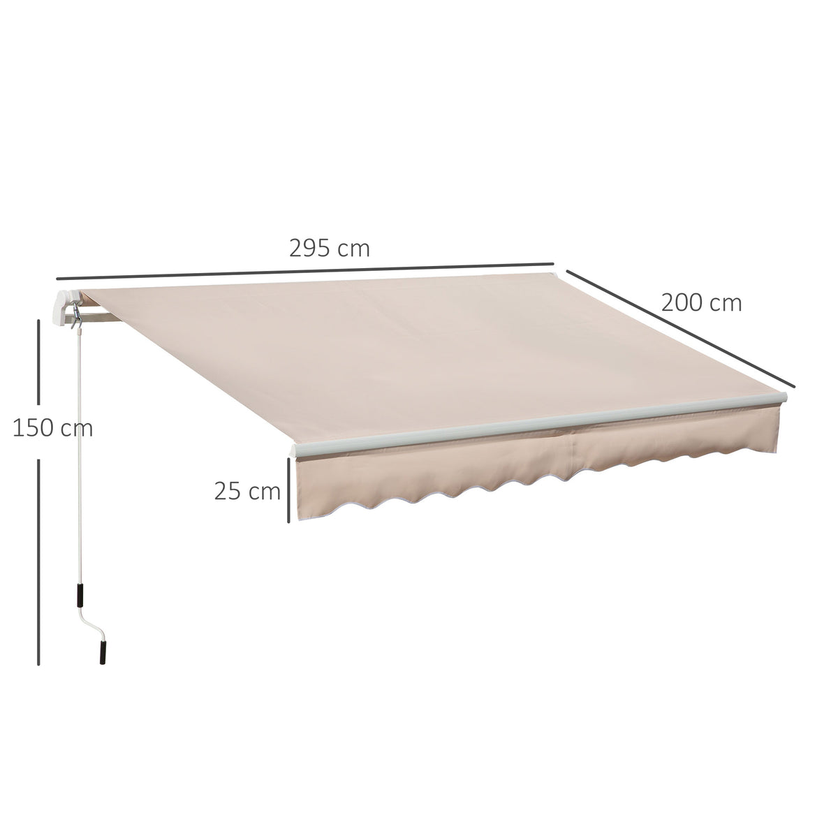 Outsunny Awning Canopy Manual Retractable Porch Sun Shade Shelter in Beige