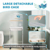 PawHut Bird Cage Budgie Cages for Finch Canary Parakeet with Stand Wheels Slide-out Tray Accessories Storage Shelf, White