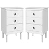 HOMCOM Set of Two Three-Drawer Bedside Tables - White
