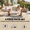 Outsunny 4 Seater Garden Furniture Set with Loveseat, Armchairs, Table, Metal Garden Sofa Set with Breathable Seats, Khaki