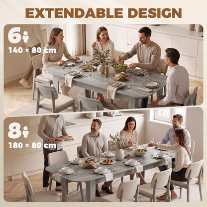 HOMCOM Extendable Oval Dining Table for 4-6 in Grey Wood Effect
