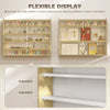HOMCOM 5-Tier Wall Display Shelf Unit Cabinet w/ 4 Adjustable Shelves Glass Doors Home Office Ornaments 60x80cm Natural