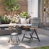 Outsunny Folding Rattan Garden Dining Chair with 5-level Reclining High Back, Wood Armrests for Outdoor, Patio - Light Grey