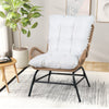 PE Rattan Leisure Chair with Cushion and Solid Metal Frame-White