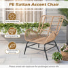 PE Rattan Leisure Chair with Cushion and Solid Metal Frame-White