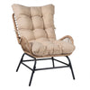 PE Rattan Leisure Chair with Cushion and Solid Metal Frame-Yellow