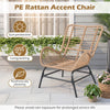 PE Rattan Leisure Chair with Cushion and Solid Metal Frame-Yellow