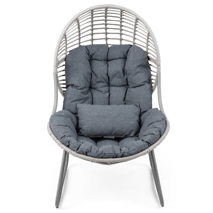 PE Wicker Egg Chair with Removable Seat and Back Cushion for Indoor Outdoor-grey