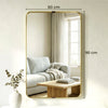 HOMCOM Rectangular Wall Mirror, 90 x 60 cm Wall Mounted Bathroom Mirror w/ Aluminium Alloy Frame and Tempered Glass, Gold Tone