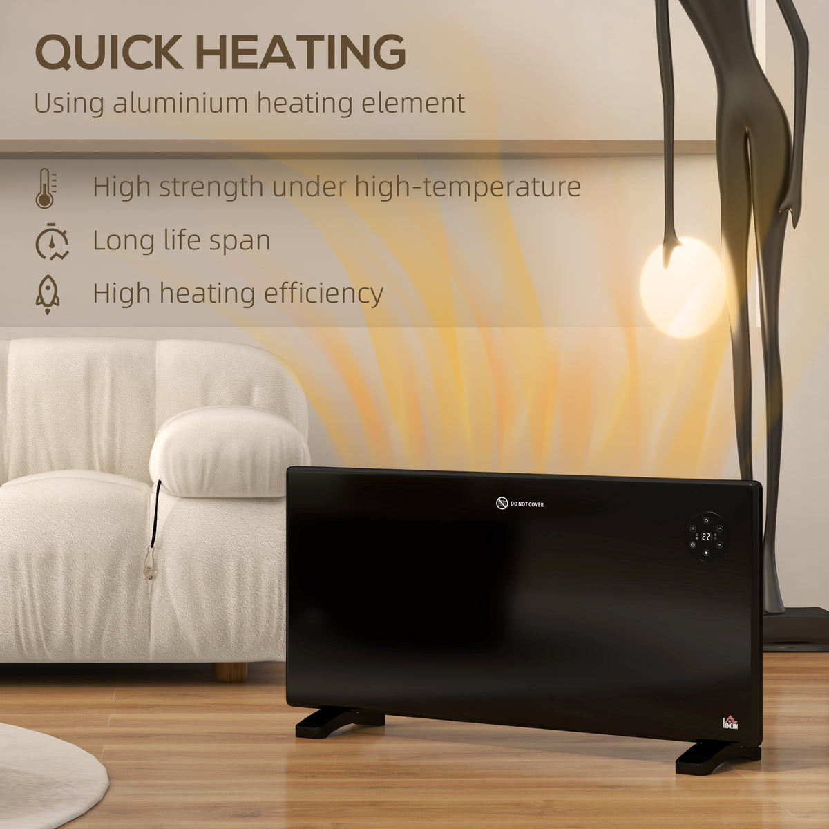 HOMCOM 2000W Electric Convector Heater in Black