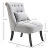 HOMCOM Fabric Single Sofa Dining Chair Tub Chair Upholstered W/ Pillow Solid Wood Leg Home Living Room Furniture Grey