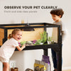 PawHut Wooden Tortoise House with Storage Shelf, Clear Observation Windows, Lamp Holder, Openable Top, Built-in Tray, Yellow