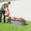 Outsunny Galvanised Raised Garden Bed, Metal Planter Box with Safety Edging, for Flowers, Herbs, Succulents, Silver