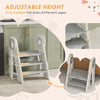 AIYAPLAY Foldable and Adjustable Kids Step Stool with Handle, Non-Slip, Grey
