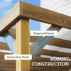 Outsunny Lean-To Wooden Pergola Kit, Decorative Garden Gazebo with Stable Structure and Concrete Anchors, 3 x 3 m, Light Brown
