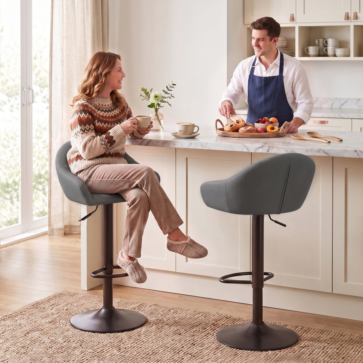 HOMCOM Bar Stools in Grey