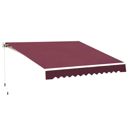 Outsunny Manual Retractable Awning in Wine Red