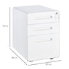 Vinsetto Lockable File Cabinet with 3 Drawers, Vertical Office Drawer for A4, Letter, Legal Size, Anti-tilt Design, Pre-Assembled Body, White