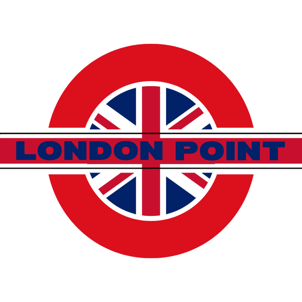 Logo with a red circle, blue cross, and 'London Point' text on a white background