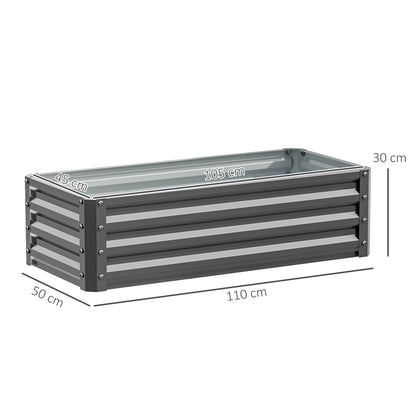 Outsunny Set of Two 110 x 50cm Steel Planter Boxes -  Light Grey