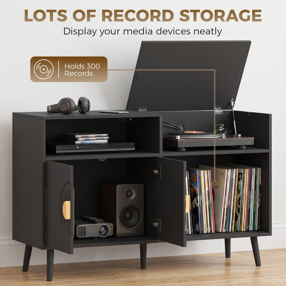 HOMCOM Record Player Stand in Black