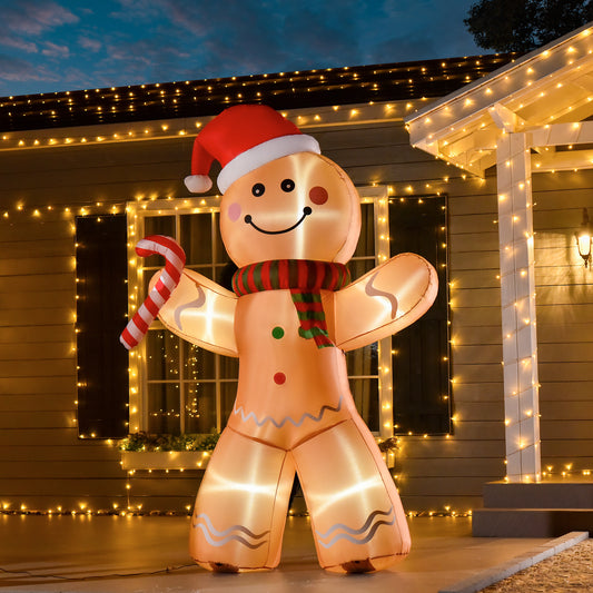 HOMCOM 8ft Christmas Inflatable Gingerbread Man in Yellow