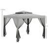 Outsunny 3 x 3 m Gazebo, Netting Party Tent, Patio Canopy Outdoor Event Shelter with Double Tier Roof, Light Grey