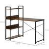 HOMCOM Office Desk with Storage Shelves, 120 CM Computer Desk, Industrial Study Table with Metal Frame for Home Office Small Space, Rustic Brown
