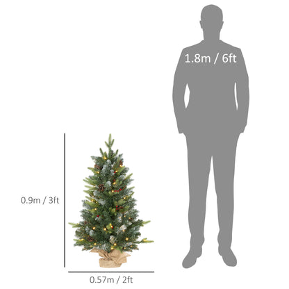 HOMCOM Set of Two 3ft Christmas Trees in Green